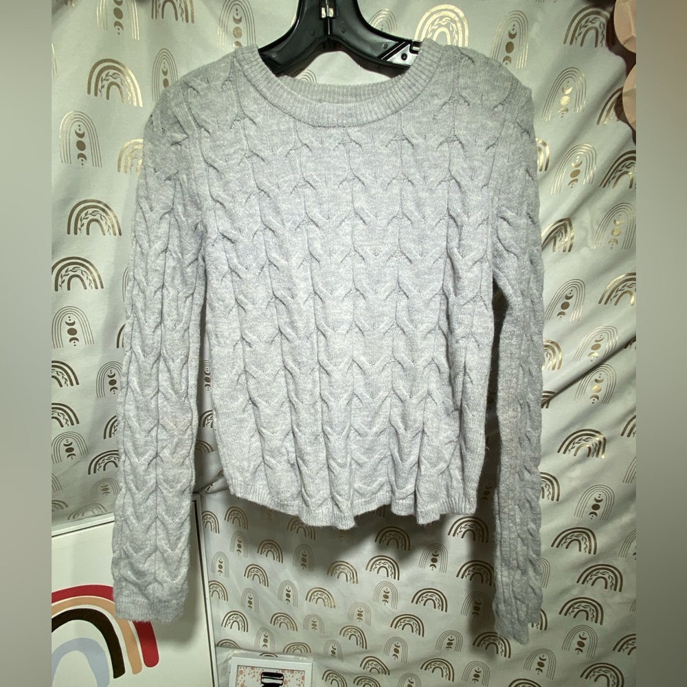 Self Esteem Gray Cable Knit Sweater